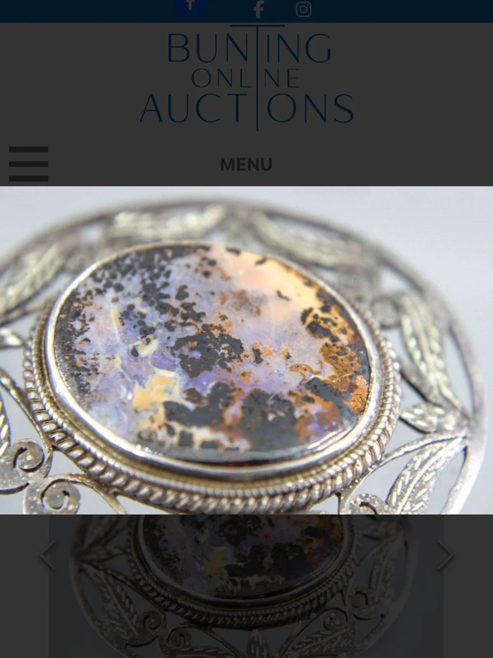 Sterling Filigree Brooch with Multi-Tone Agate Cabochon